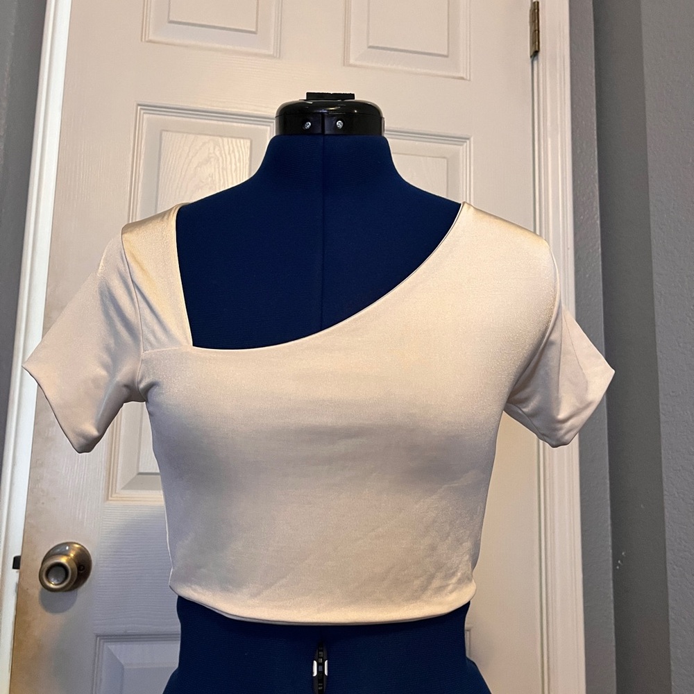 Elegant Cream Asymmetrical Women's Top